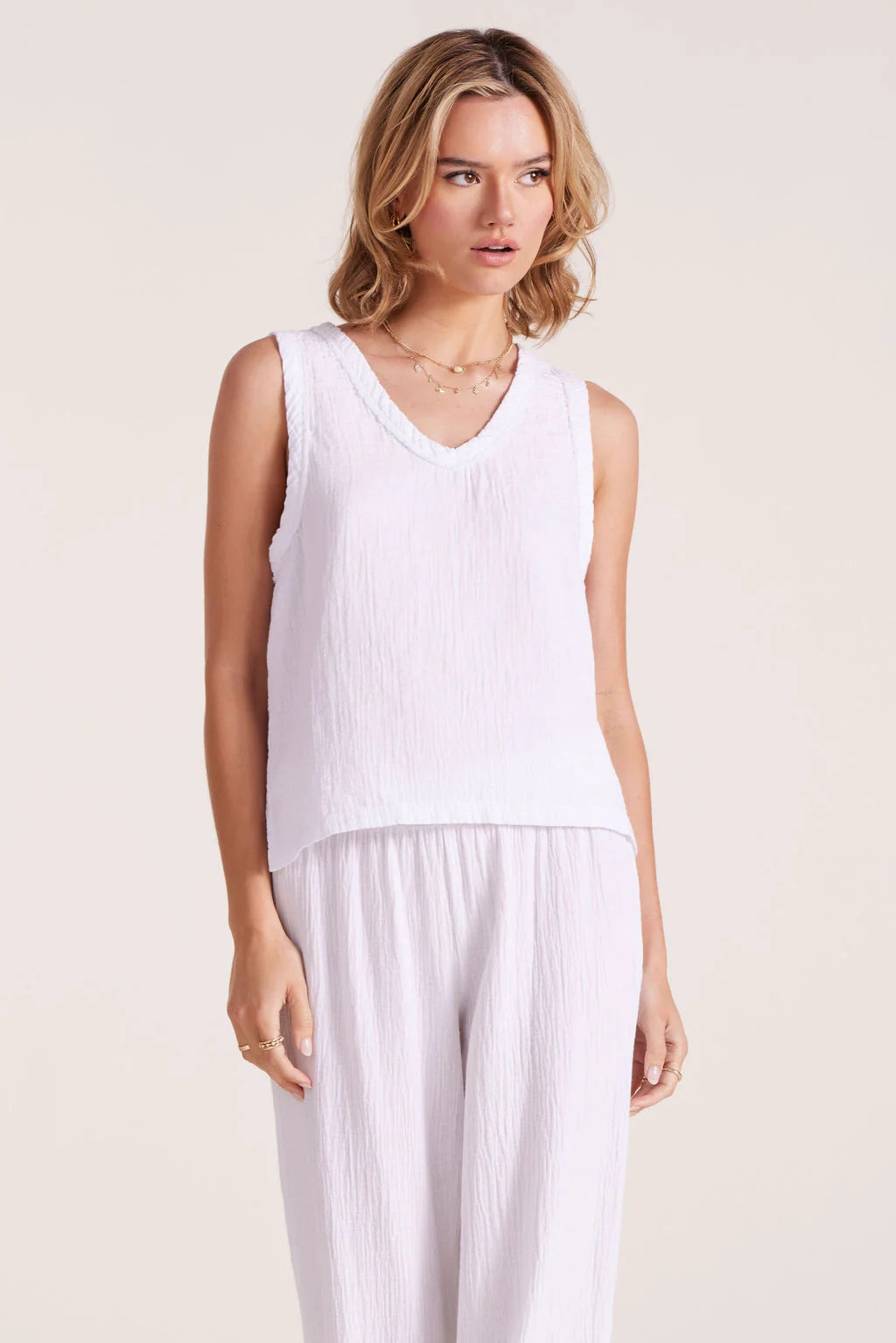 Cosmic Flow Neck Gauze Tank