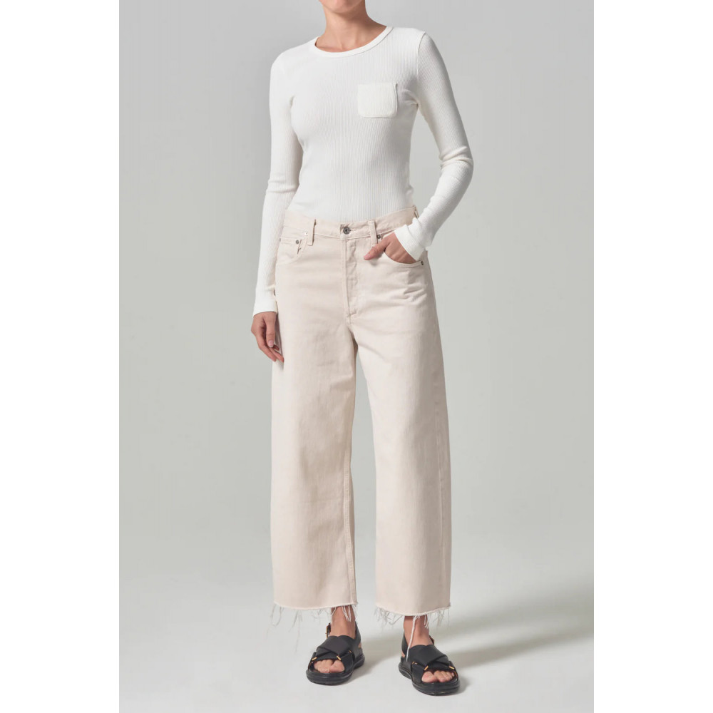 Jade Raw Hem Crop