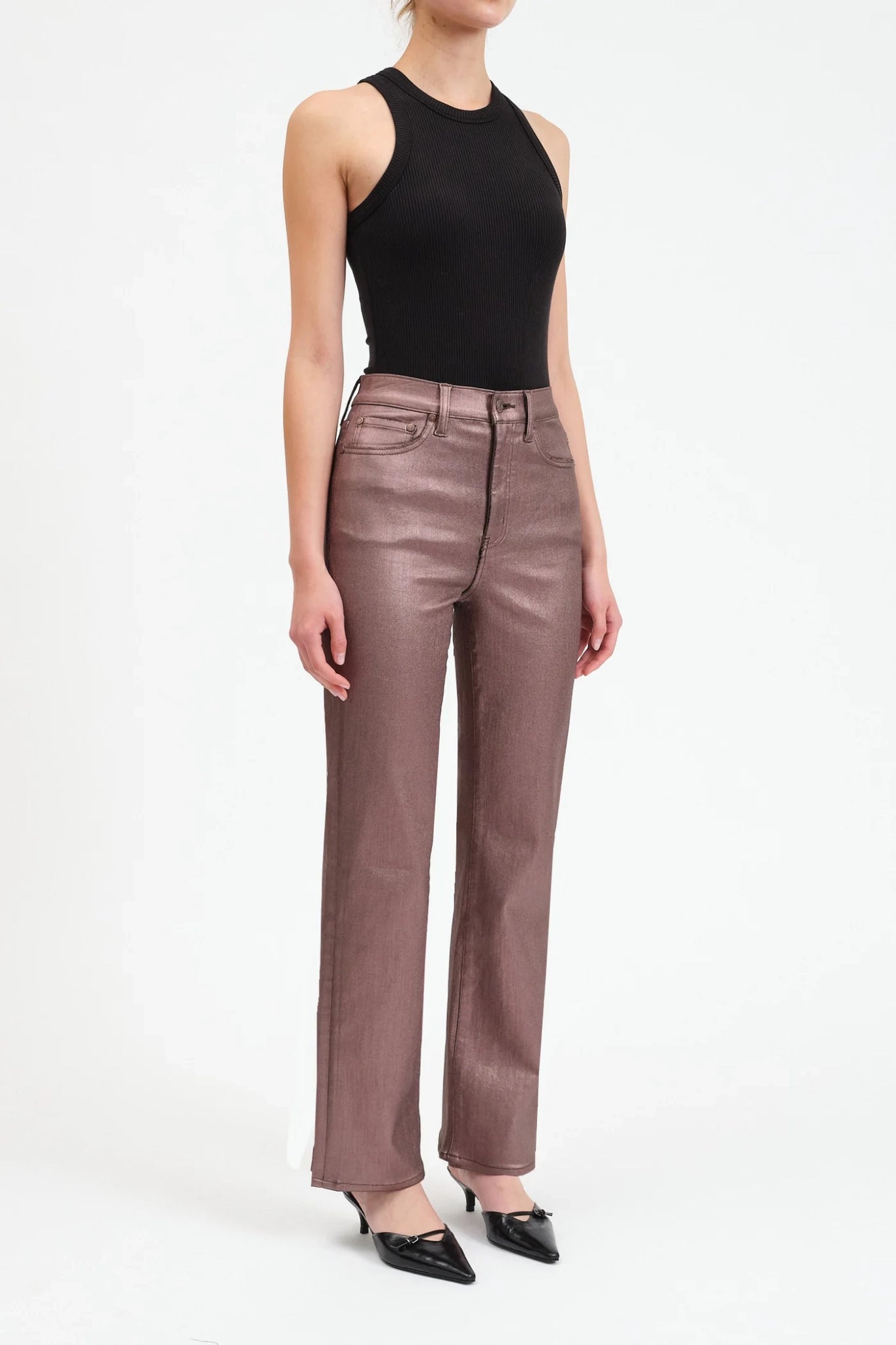 Moda Stile High Rise Vintage Straight in Coated Penny