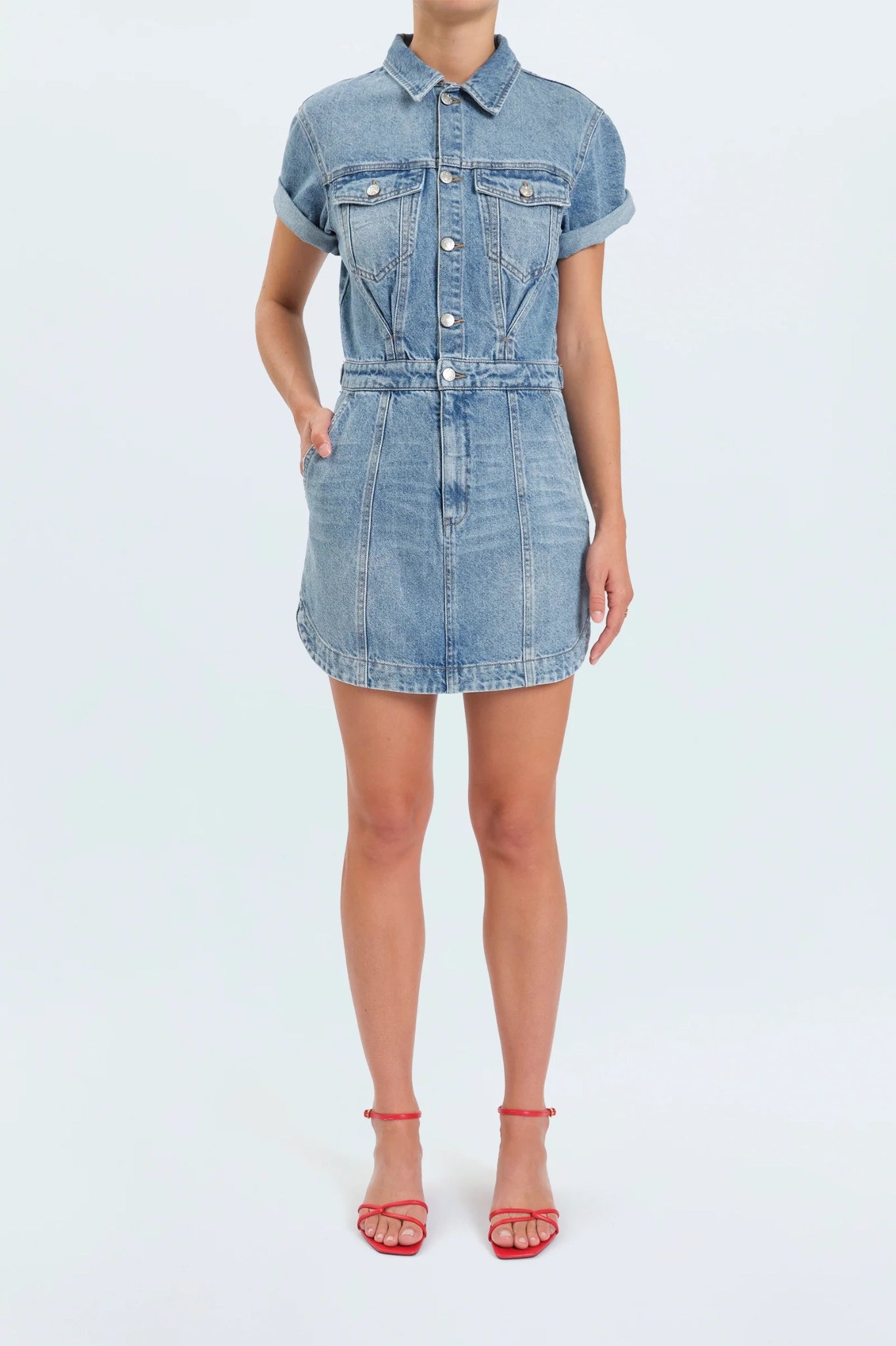 Shift Twist Denim Dress