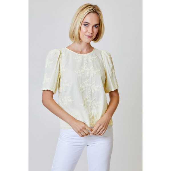 Velvet Glow Flower Applique Top