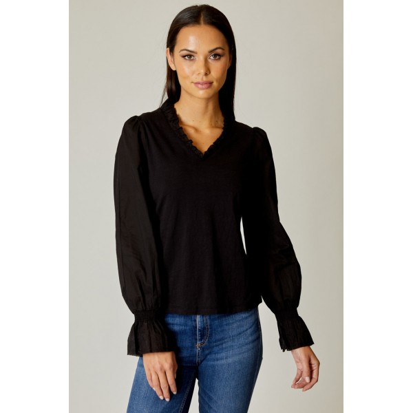 Symmetry Trim V Neck Top