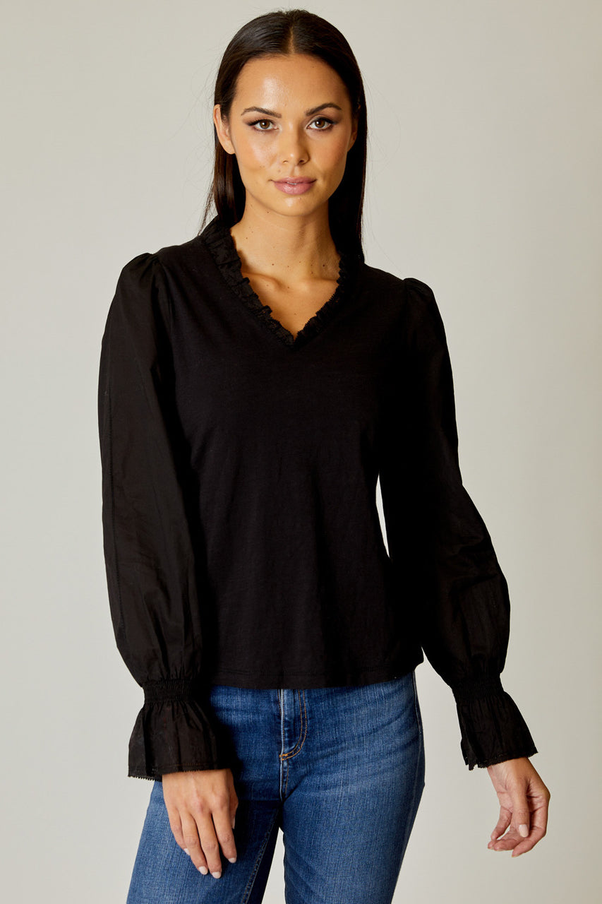 Symmetry Trim V Neck Top