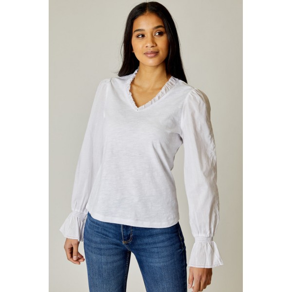 Symmetry Trim V Neck Top