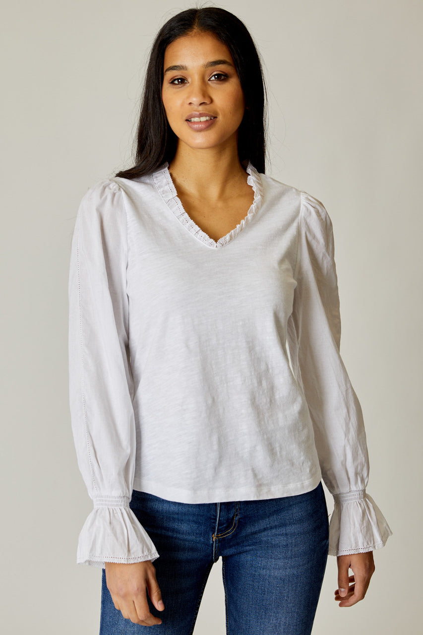 Symmetry Trim V Neck Top