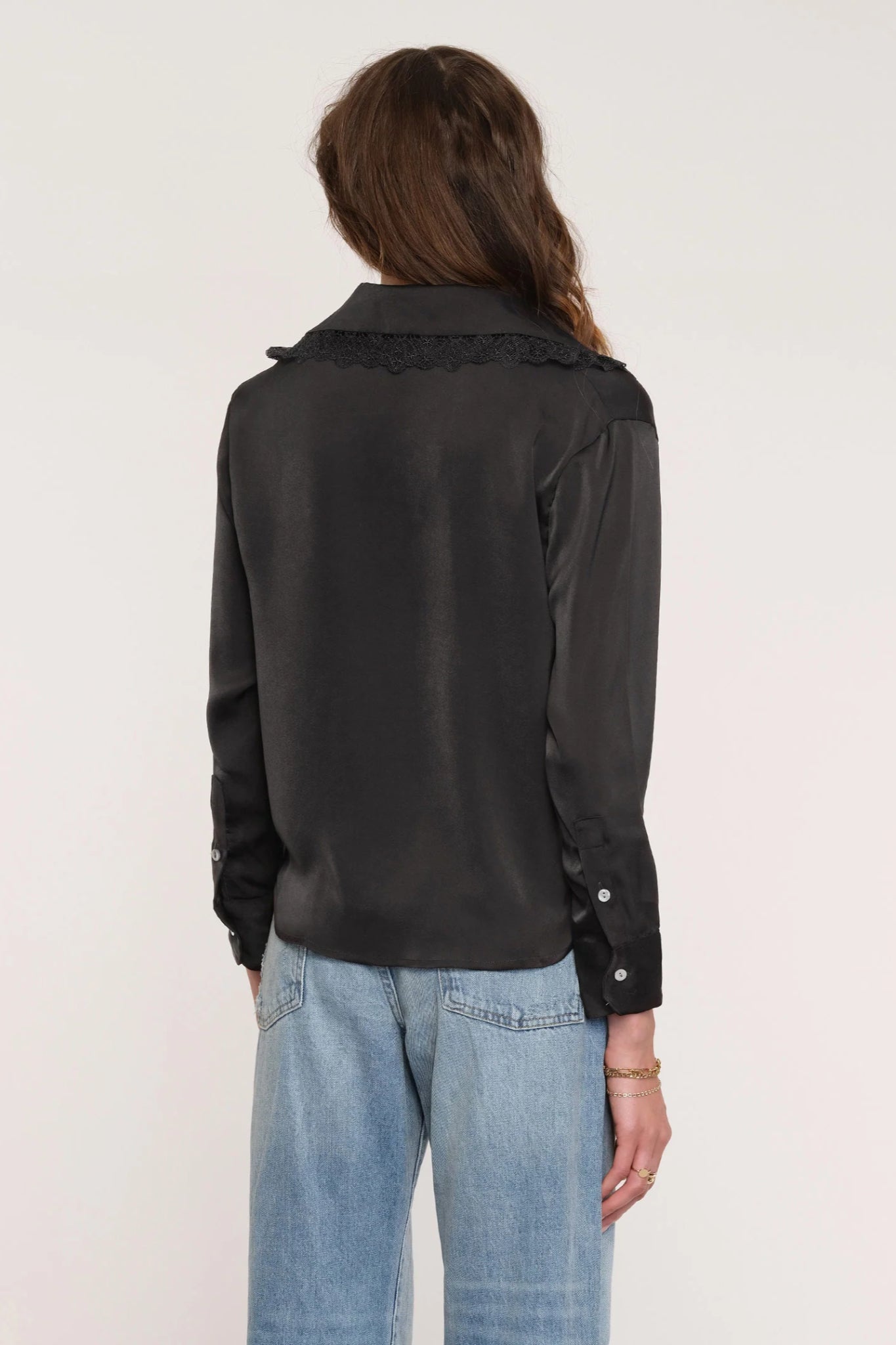 Velvet Glow Lace Collar Blouse