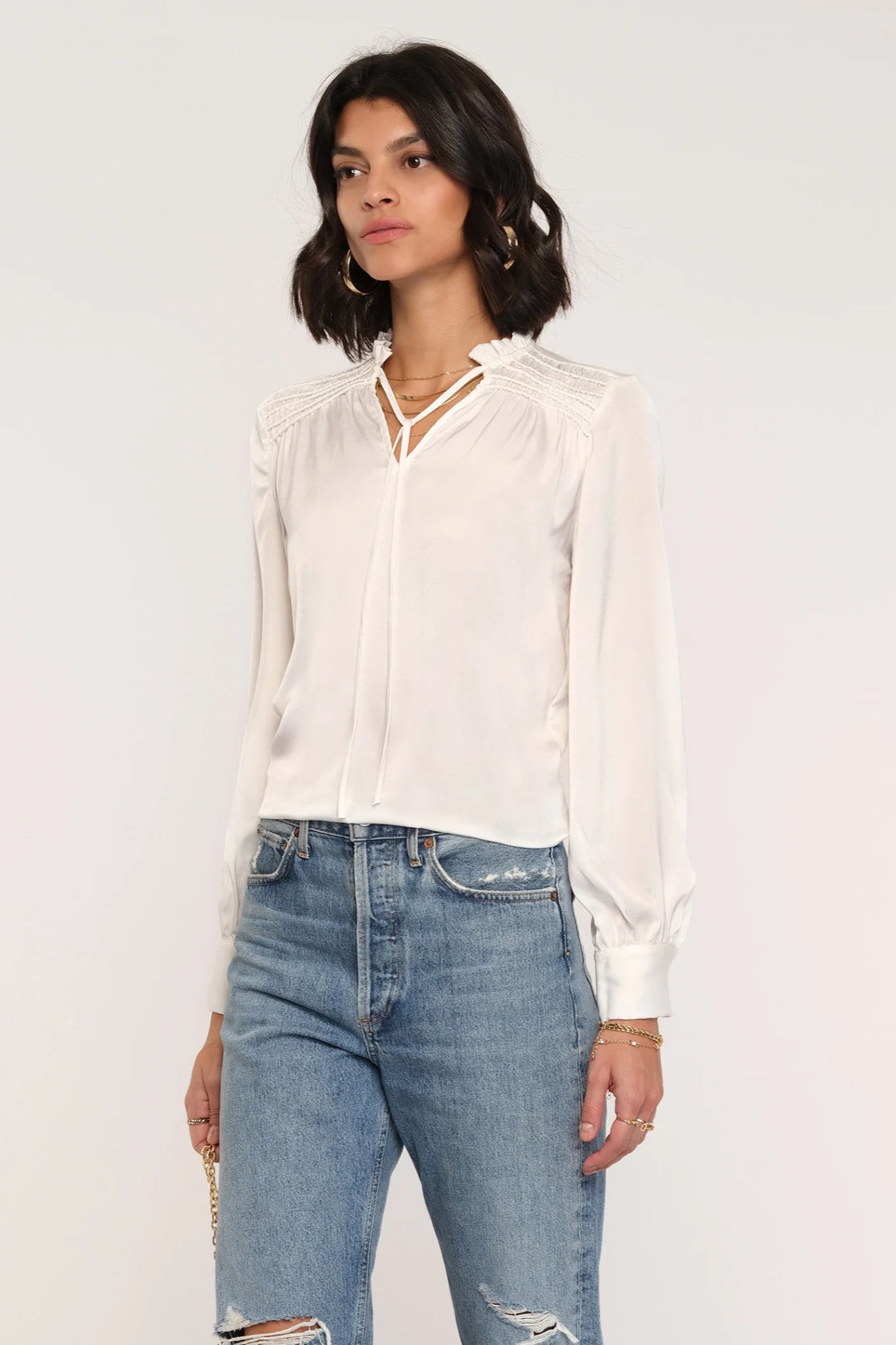 Encanto Smocked Shoulder Blouse