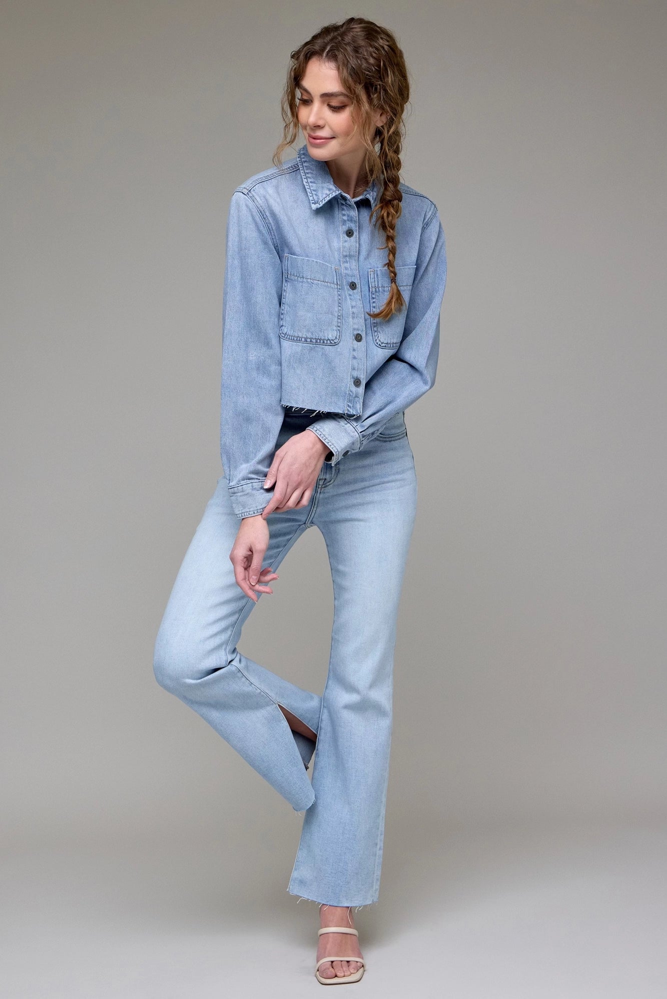 Envie Soft Denim Crop Shirt