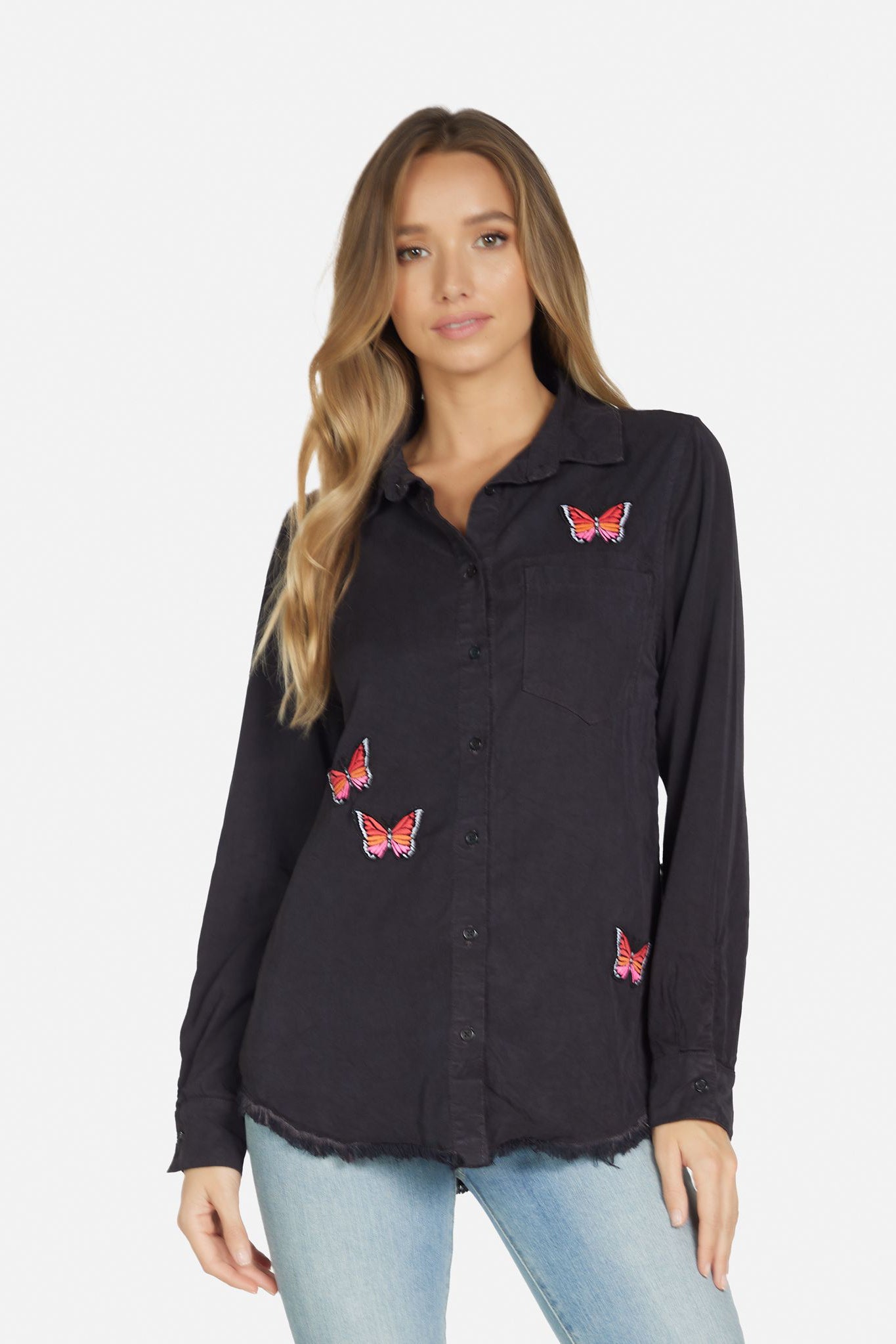 Perle Soie Butterfly Button Down