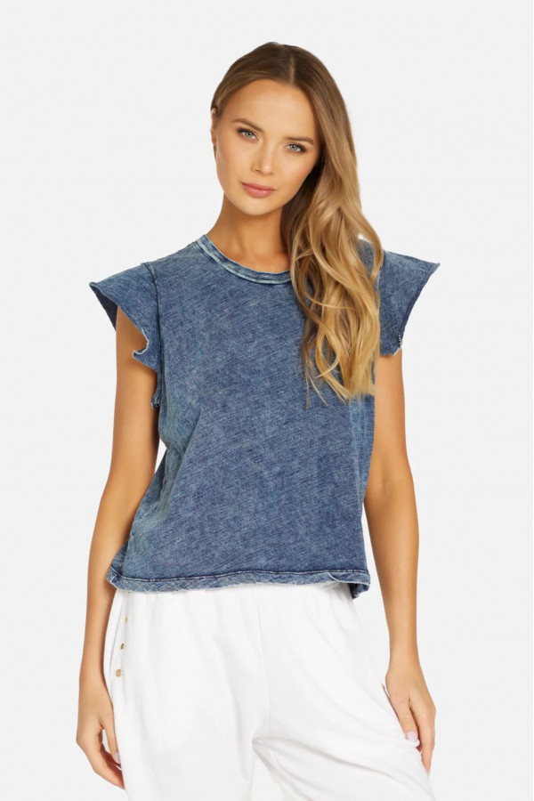 Apex Bloom Short Sleeve Acid Denim Tee