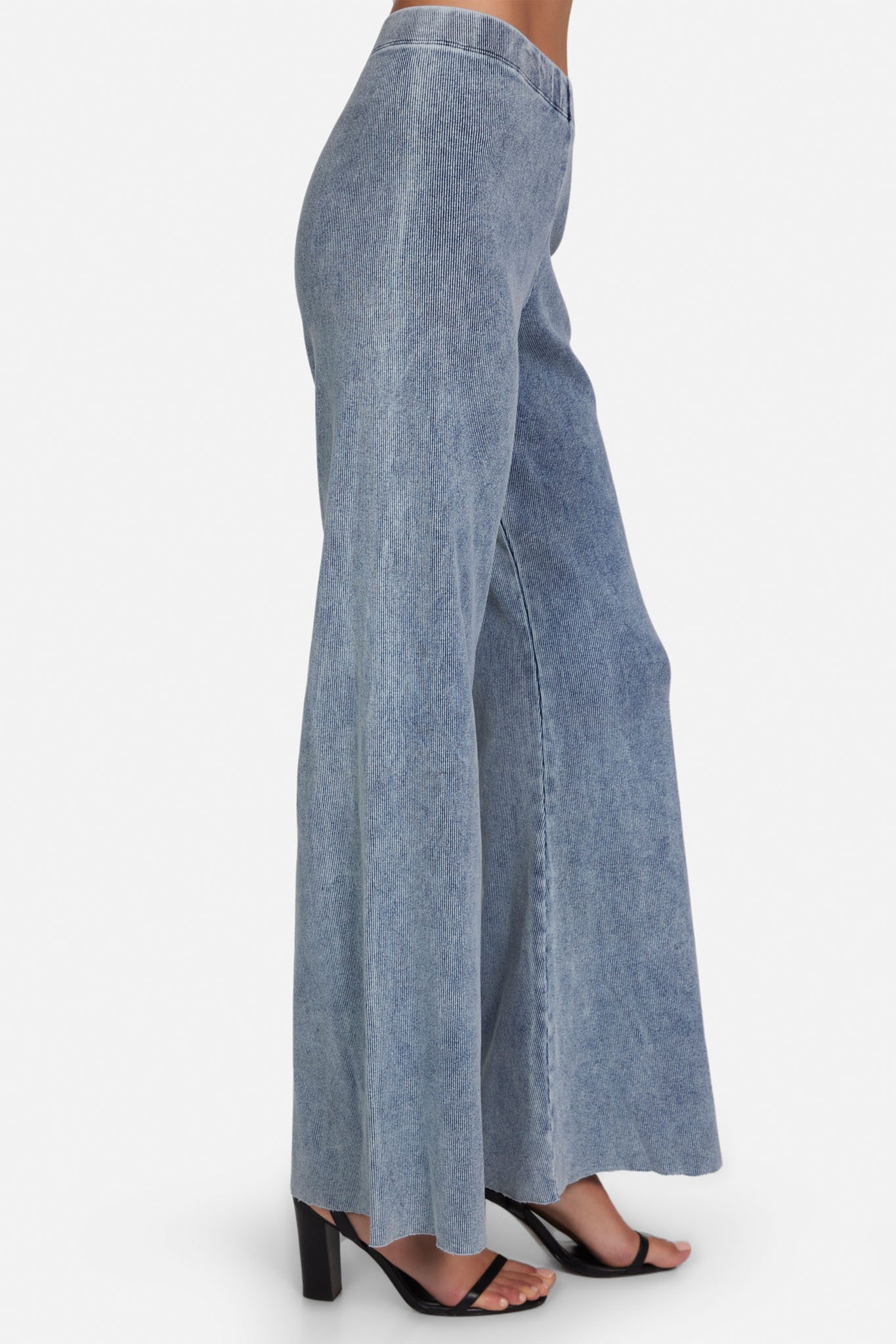 Velvet Glow Rib Denim Flare Pant