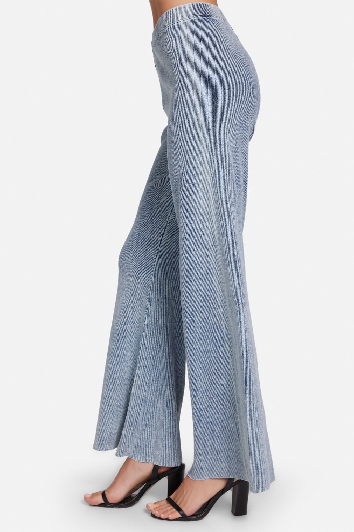 Velvet Glow Rib Denim Flare Pant