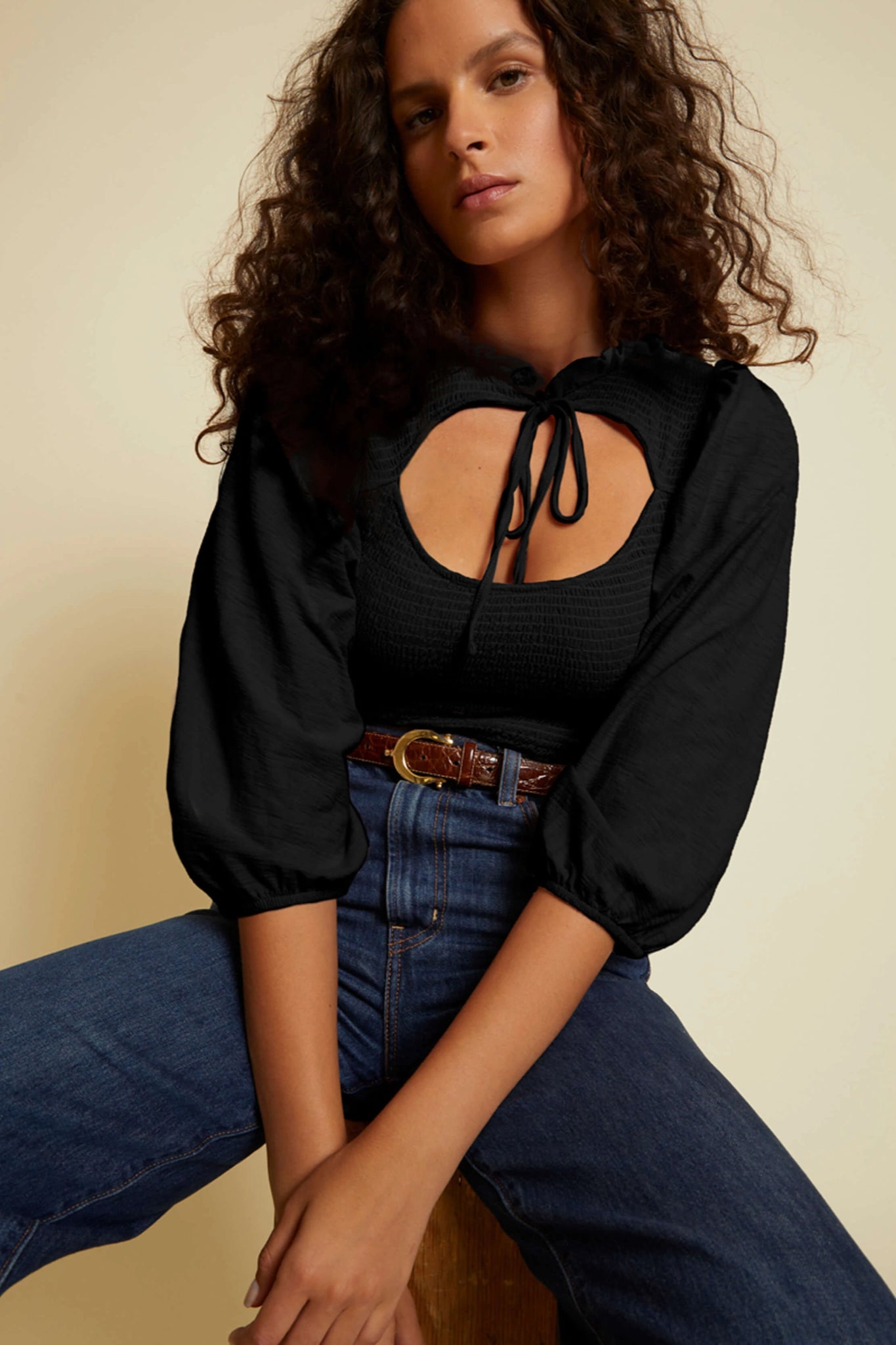 Fresh Rush Smocked Tie Top