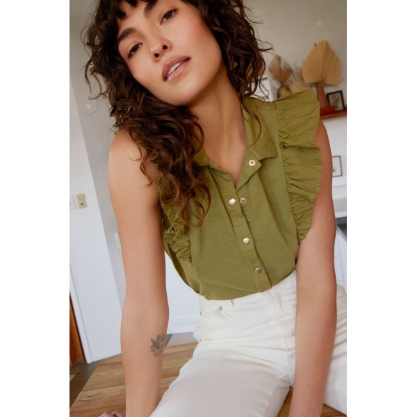 Urban Ruffle Button Top