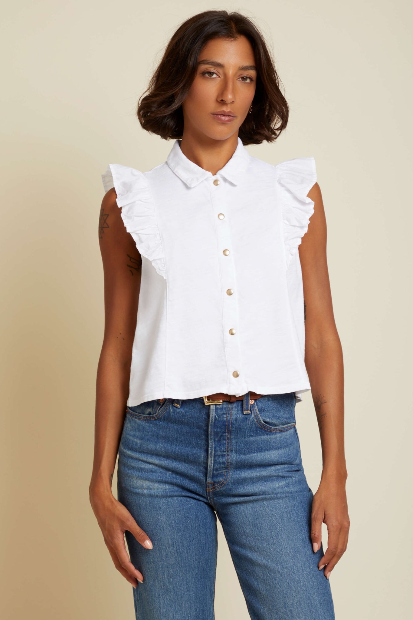 Urban Ruffle Button Top