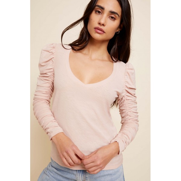 Quantum Shirred V neck