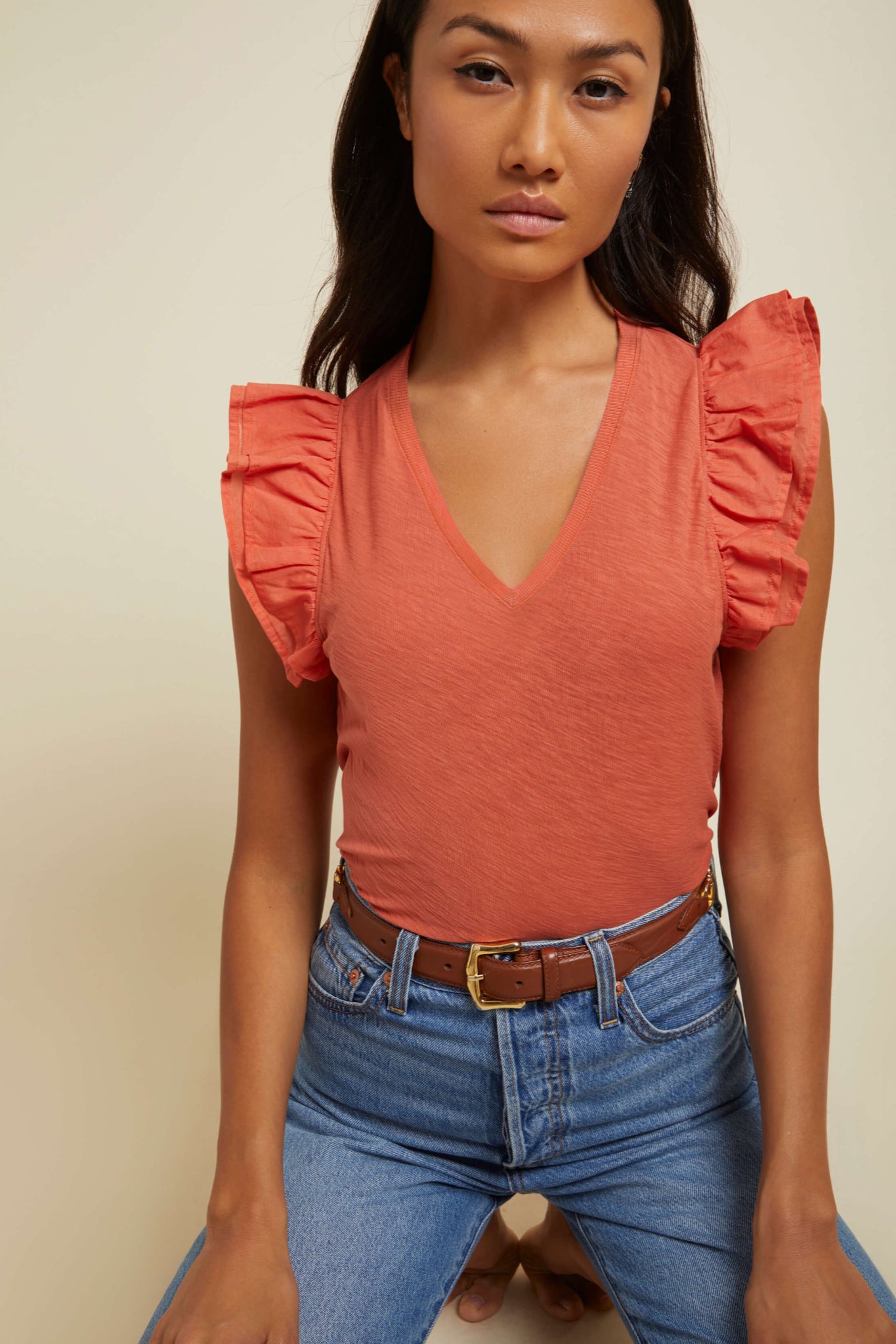 Belle Luxe Contrast Ruffle Tank