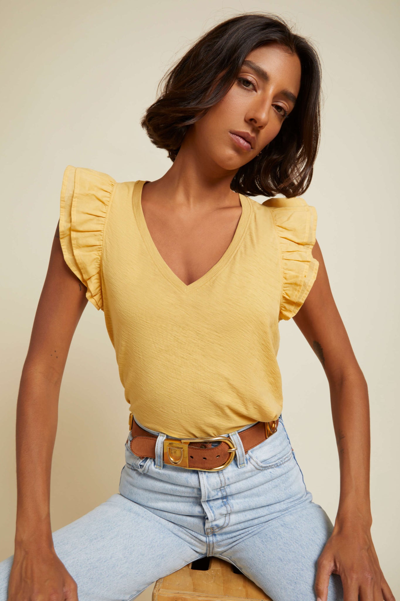 Belle Luxe Contrast Ruffle Tank