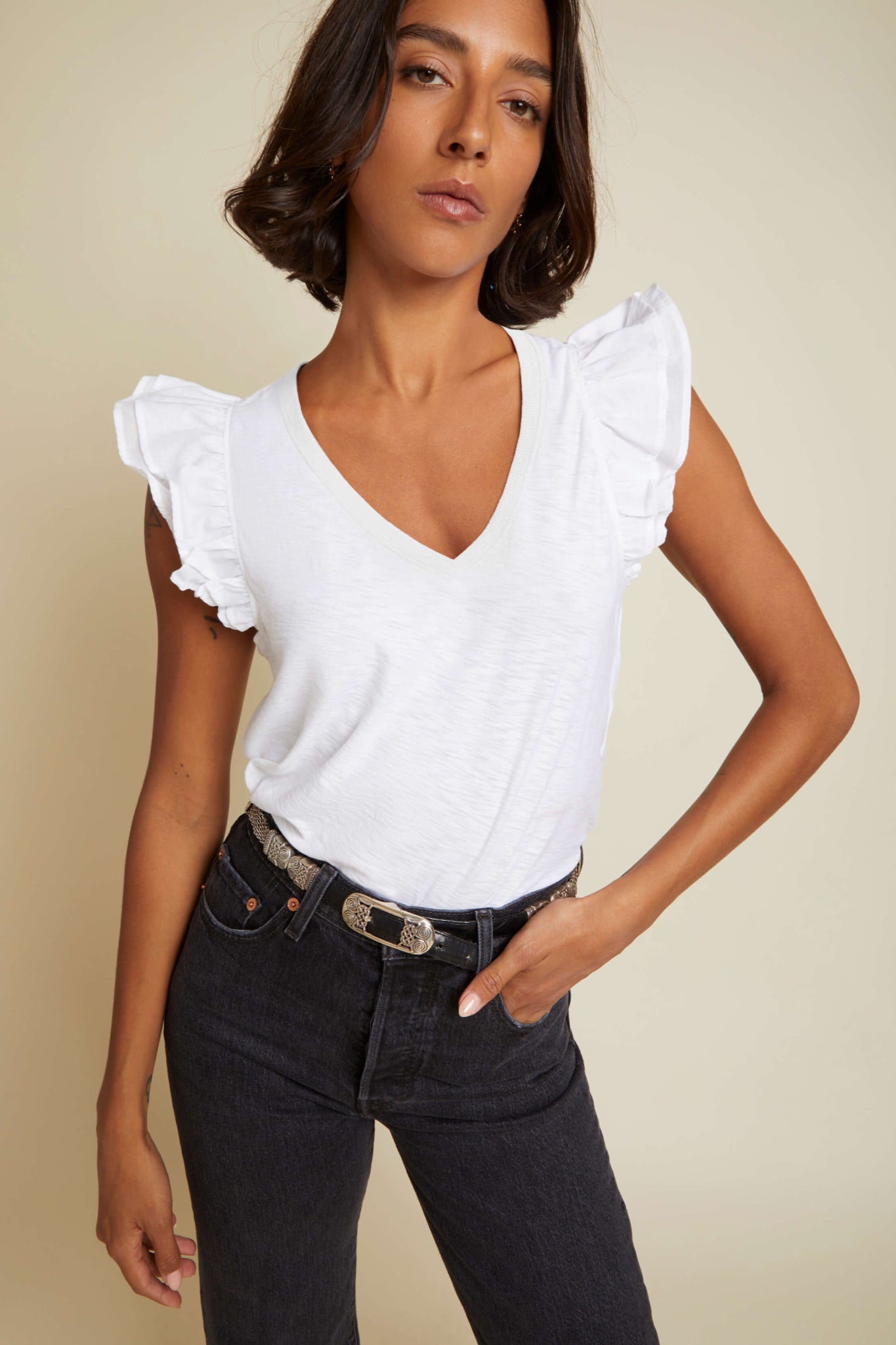 Belle Luxe Contrast Ruffle Tank