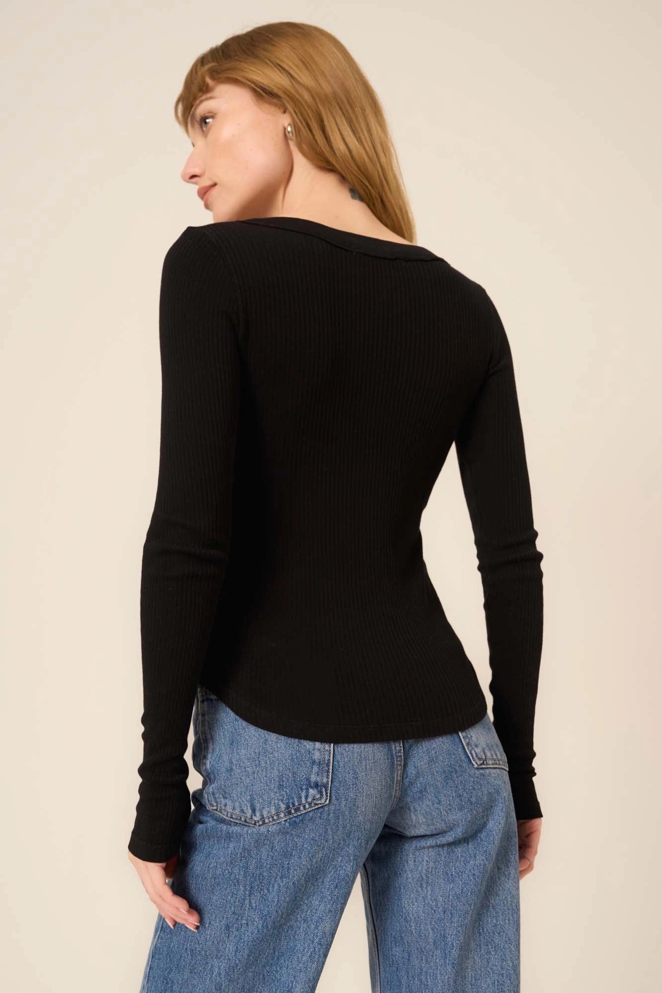 Tone Comeback Notch Neck Long Sleeve