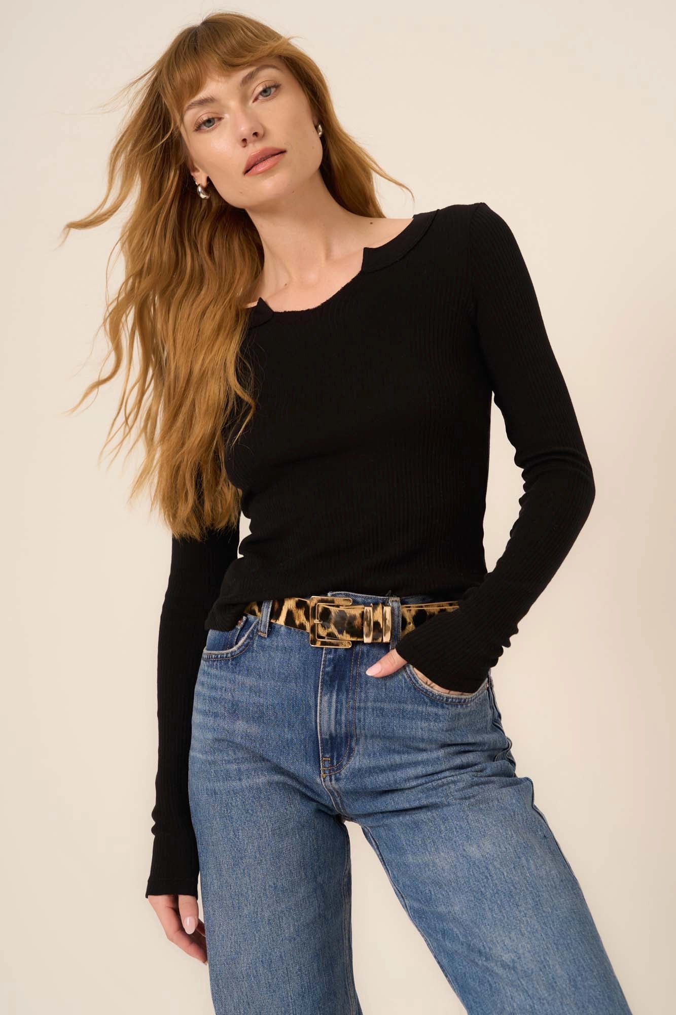 Tone Comeback Notch Neck Long Sleeve