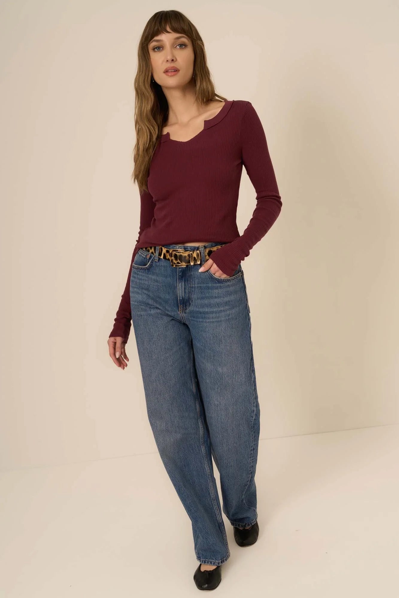 Tone Comeback Notch Neck Long Sleeve