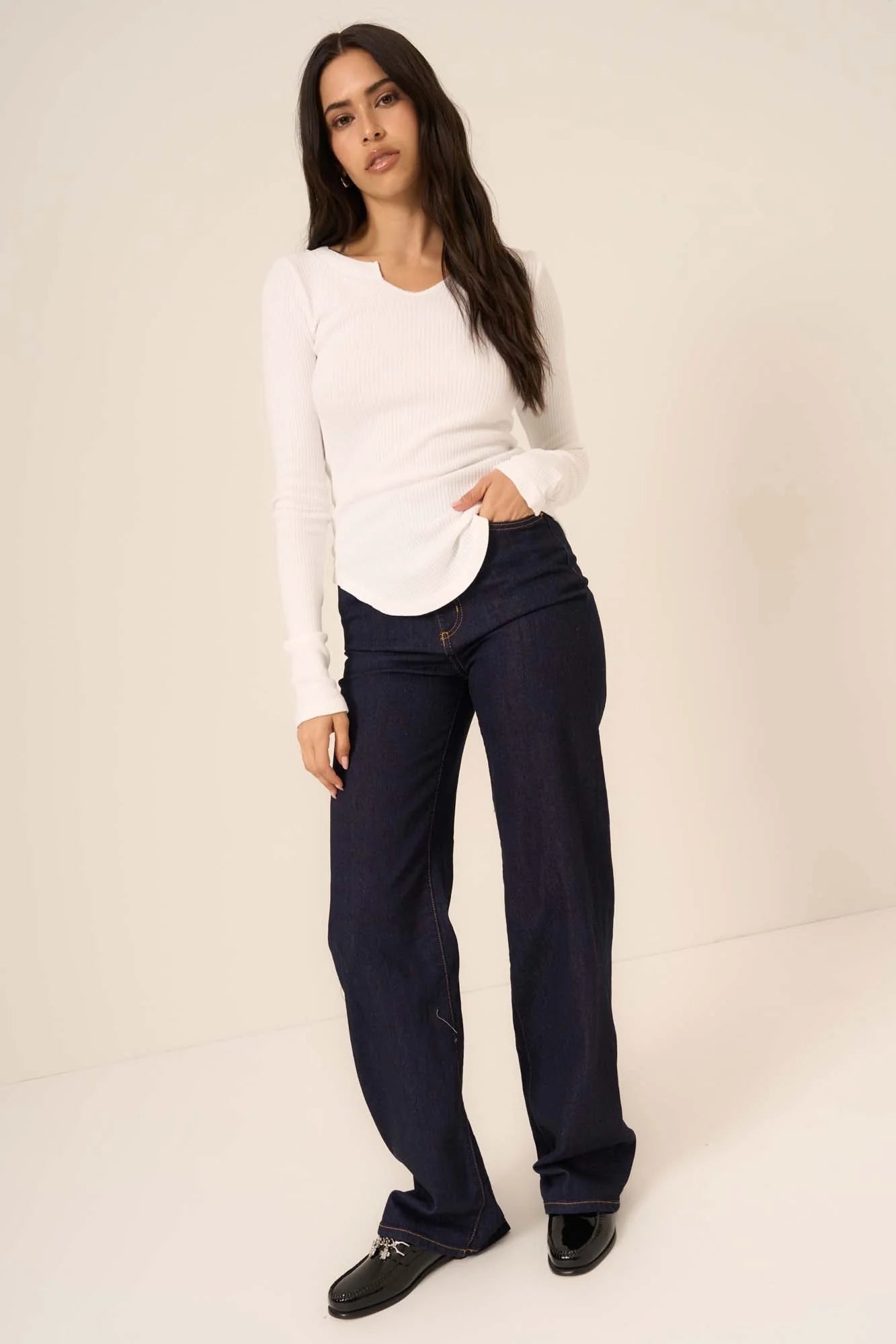 Tone Comeback Notch Neck Long Sleeve