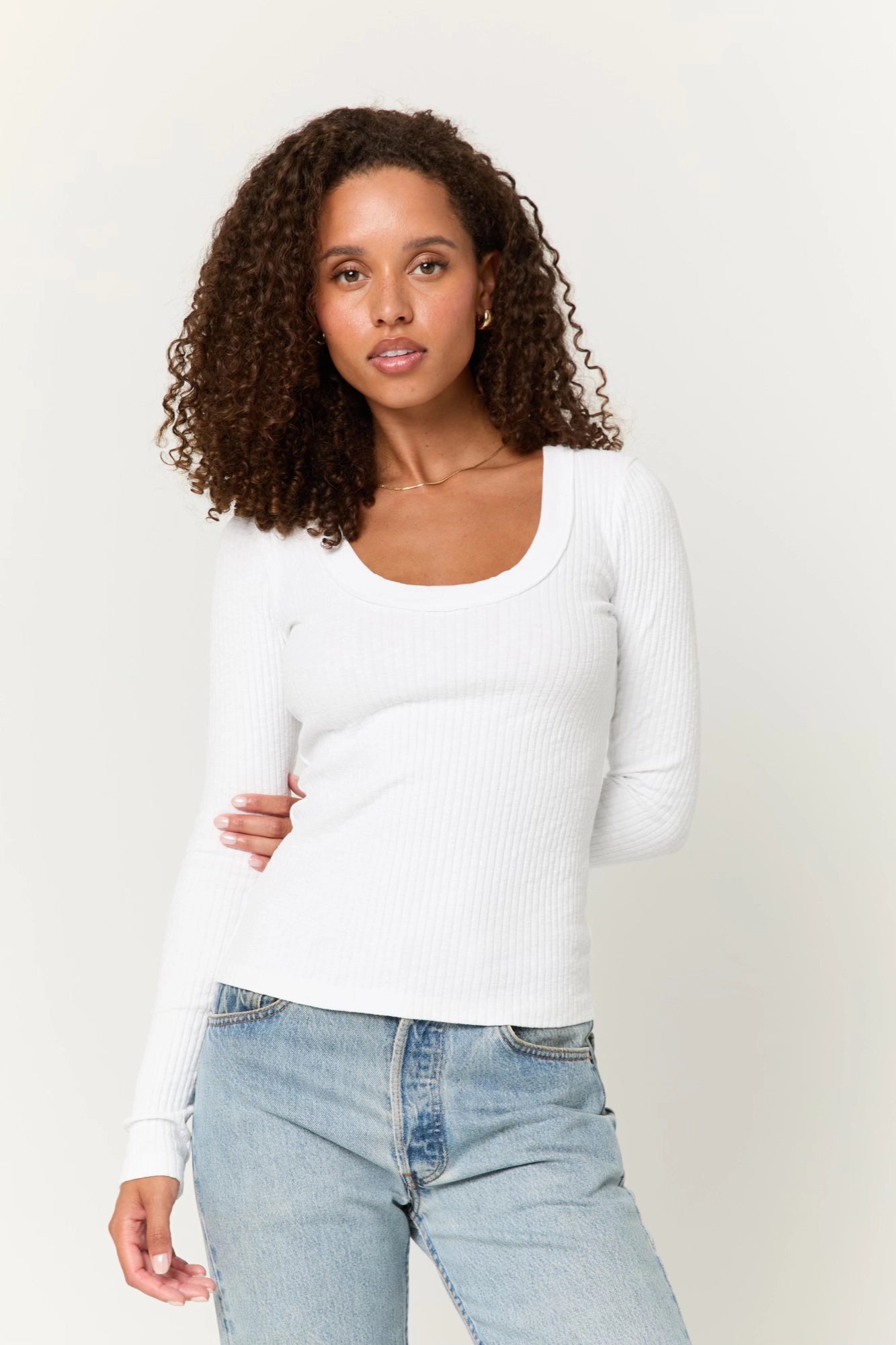 Crimson Vibe Scoop Rib Long Sleeve