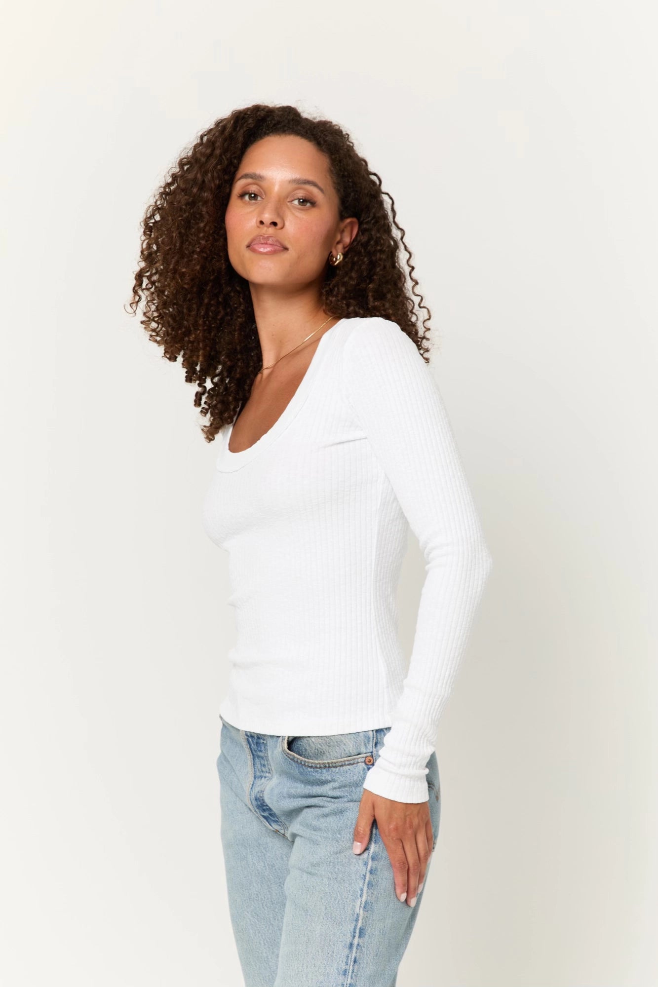 Crimson Vibe Scoop Rib Long Sleeve