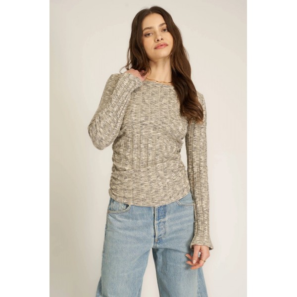 Crimson Vibe Boat Neck Sweater Rib Long Sleeve