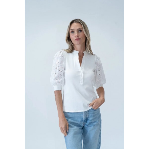 Tone Sleeve Knit Henley