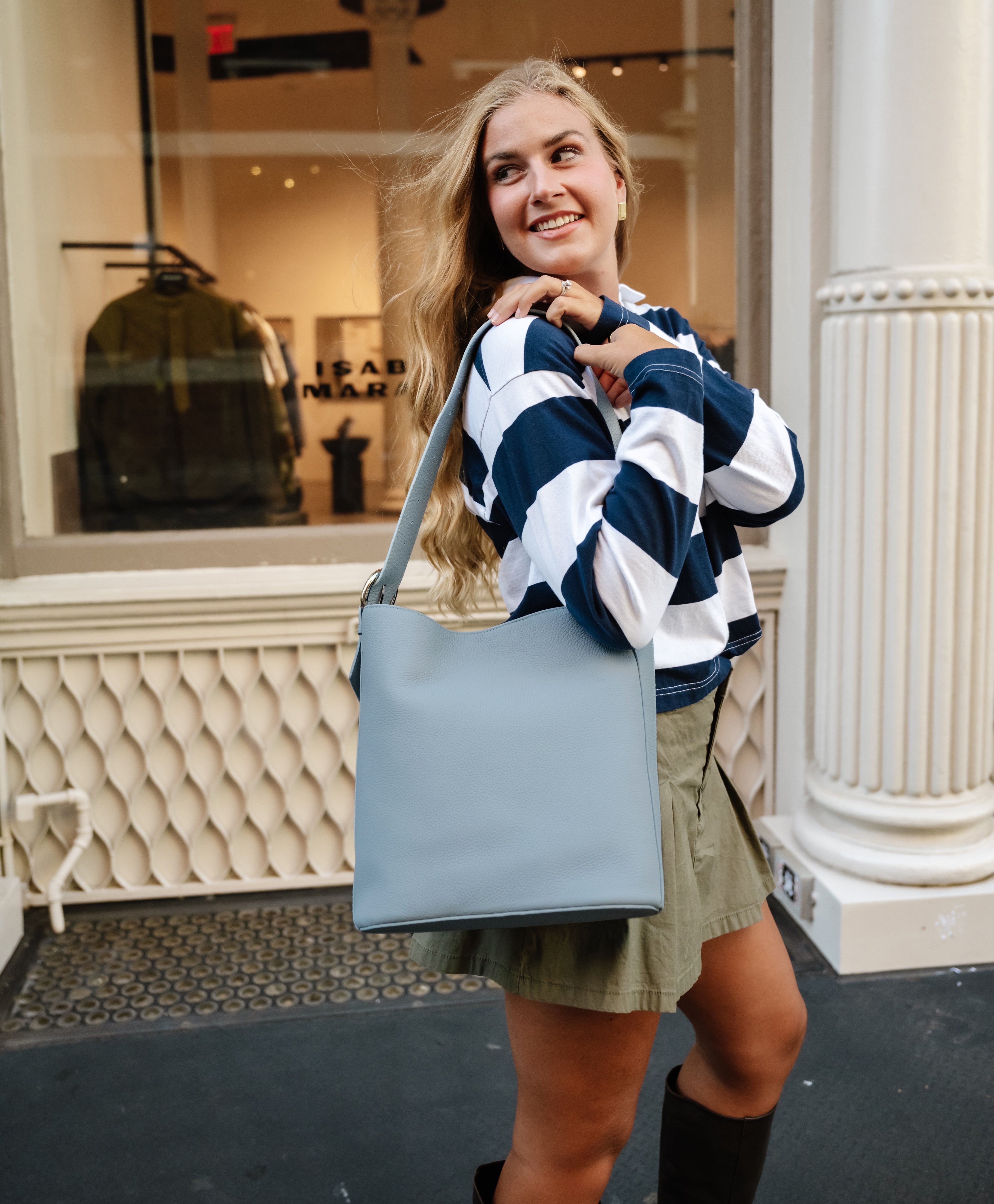 Sleek Tone Bucket Bag