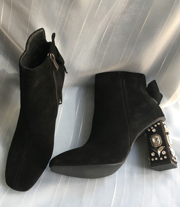 Vogue Crystal Suede Heels