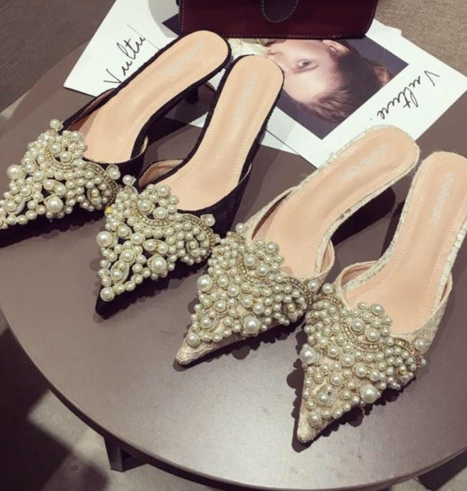 Alma Vida Pearl Embellished Heels
