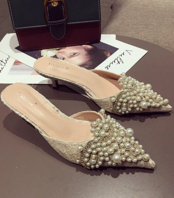Alma Vida Pearl Embellished Heels