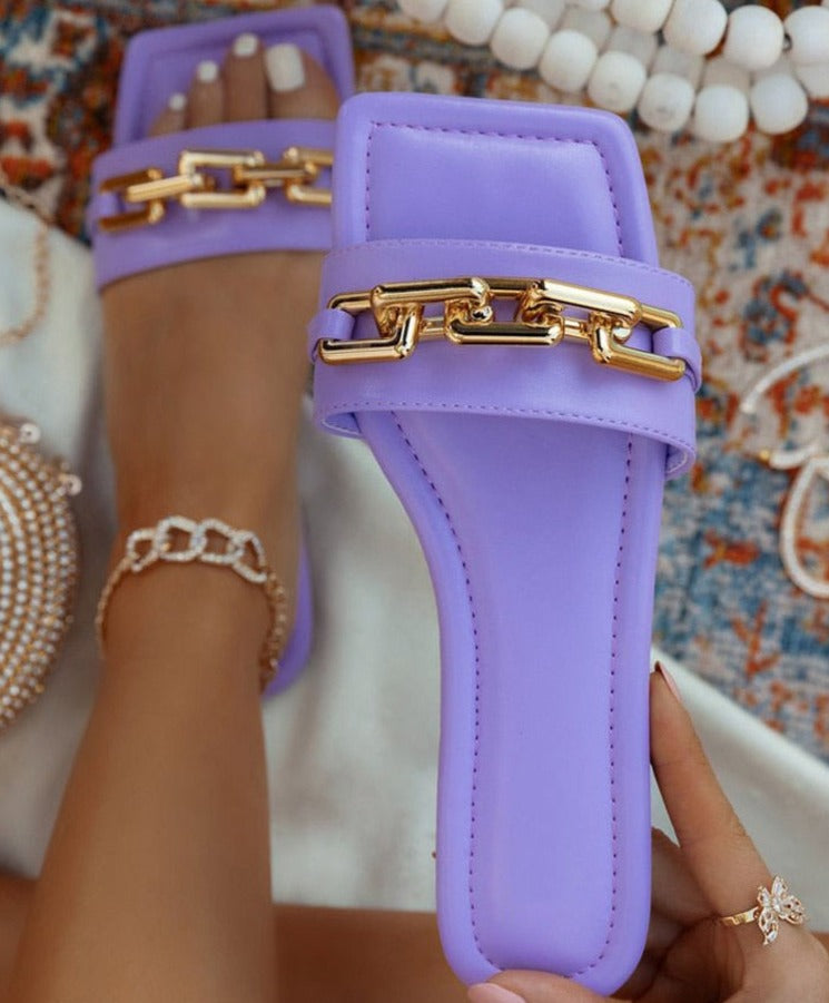 Velvet Chain Slippers