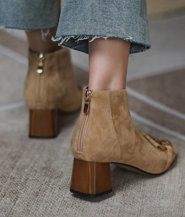 Edge Zipper Ankle Boots